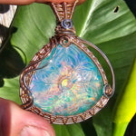Carved Aurora Opal Pendant In 14kt Rose Gold Fill & Sterling Silver