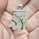 Quartz Crystal Ghost Pendant in Sterling Silver - Left Facing