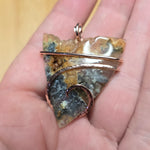 Natural Edge Oregon Graveyard Point Plume Agate Point Pendant Necklace in 14kt Rose Gold Fill