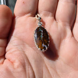 Bold Lightning Strikes Boulder Opal Pendant in Sterling Silver