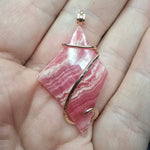 Natural Pink Rhodocrosite Pendant in Abstract 14kt Rose Gold Filled