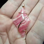 Natural Pink Rhodocrosite Pendant in Abstract 14kt Rose Gold Filled