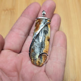 Oregon Bumblebee Marcasite Plume Agate Pendant in Sterling Silver