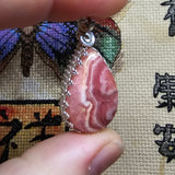 Candy Natural Pink Rhodocrosite Pendant in Sterling Silver