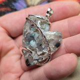 Gem Silica Geode with Native Copper Pendant in Sterling Silver