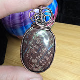 Hampton Butte Petrified Wood with Agate in Copper Pendant