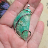 Juicy Green Gem Chrysoprase Pendant Necklace Sterling Silver