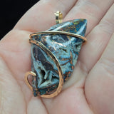 81ct Gem Silica with Native Copper Pendant in Yellow Gold Fill