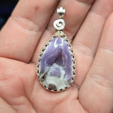 Purple Coyamito Agate Geode and Opal Pendant in Sterling Silver