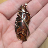 Red and Green Plume Jasper Agate Pendant in 14kt Yellow Gold Fill