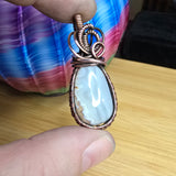 Graveyard Point Banded White Agate in Copper Pendant