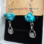 Turquoise and Labradorite Rain Cloud Earrings in Sterling Silver