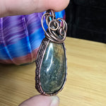 Yellow Green Maury Mountain Moss Agate in Copper Pendant