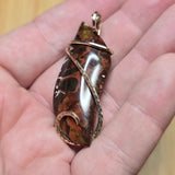 Red and Green Plume Jasper Agate Pendant in 14kt Yellow Gold Fill