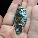 77ct Gem Silica with Native Copper Pendant in Sterling Silver