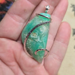 Juicy Green Gem Chrysoprase Pendant Necklace Sterling Silver