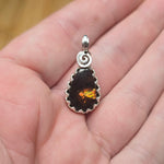 Mexican Fire Agate Pendant Sterling Silver and Rose Gold