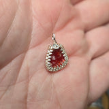 Bold Red Fire Opal Nugget Pendant in Sterling Silver & Rose Gold - Double sided