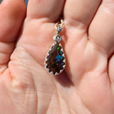 Shimmering Drop Boulder Opal Pendant in Sterling Silver