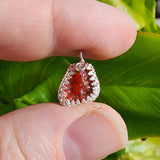 Bold Red Fire Opal Nugget Pendant in Sterling Silver & Rose Gold - Double sided