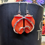 Bold Red Carnelian Agate Earrings in Hammered Sterling Silver