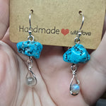 Turquoise and Labradorite Rain Cloud Earrings in Sterling Silver