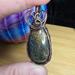 Yellow Green Maury Mountain Moss Agate in Copper Pendant