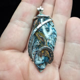 77ct Gem Silica with Native Copper Pendant in Sterling Silver