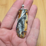 Oregon Bumblebee Marcasite Plume Agate Pendant in Sterling Silver