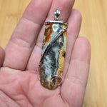 Oregon Bumblebee Marcasite Plume Agate Pendant in Sterling Silver