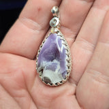 Purple Coyamito Agate Geode and Opal Pendant in Sterling Silver