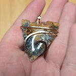 Natural Edge Oregon Graveyard Point Plume Agate Point Pendant Necklace in 14kt Rose Gold Fill