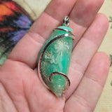 Juicy Green Gem Chrysoprase Pendant Necklace Sterling Silver