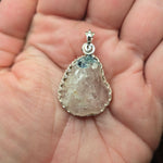 Quartz and Blue Tourmaline in Sterling Silver Pendant Necklace