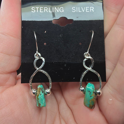 Kingman Turquoise Nugget Earrings in Sterling Silver Helix