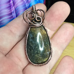 Yellow Green Maury Mountain Moss Agate in Copper Pendant