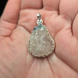 Quartz and Blue Tourmaline in Sterling Silver Pendant Necklace