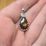 Mexican Fire Agate Pendant Sterling Silver and Rose Gold