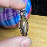 Diamond Shaped Maury Mountain Moss Agate in Copper Pendant