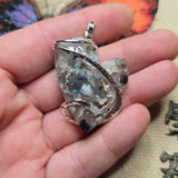 Gem Silica Geode with Native Copper Pendant in Sterling Silver