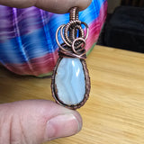 Graveyard Point Banded White Agate in Copper Pendant