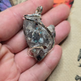 Gem Silica Geode with Native Copper Pendant in Sterling Silver