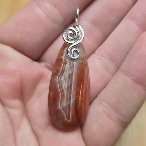 Carnelian Agate Pendant in Sterling Silver