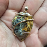 Oregon Graveyard Point Plume Agate Pendant in 14kt Yellow Gold Fill