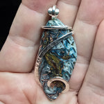 77ct Gem Silica with Native Copper Pendant in Sterling Silver