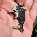 Bumblebee Jasper Dolphin Carving Copper Pendant