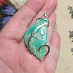 Juicy Green Gem Chrysoprase Pendant Necklace Sterling Silver