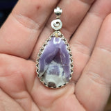 Purple Coyamito Agate Geode and Opal Pendant in Sterling Silver