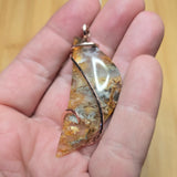 Oregon Graveyard Point Plume Agate Point Pendant Necklace in 14kt Rose Gold Fill