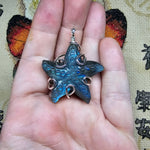 Carved Blue Labradorite Starfish Pendant in Sterling Silver